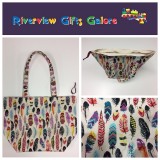 Large Tote Bag With Zip - Feathers Large Tote Bag With Zip - Feathers